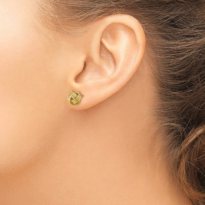 14k Yellow Gold Polished Triple Love Knot Stud Earrings Gift for Women