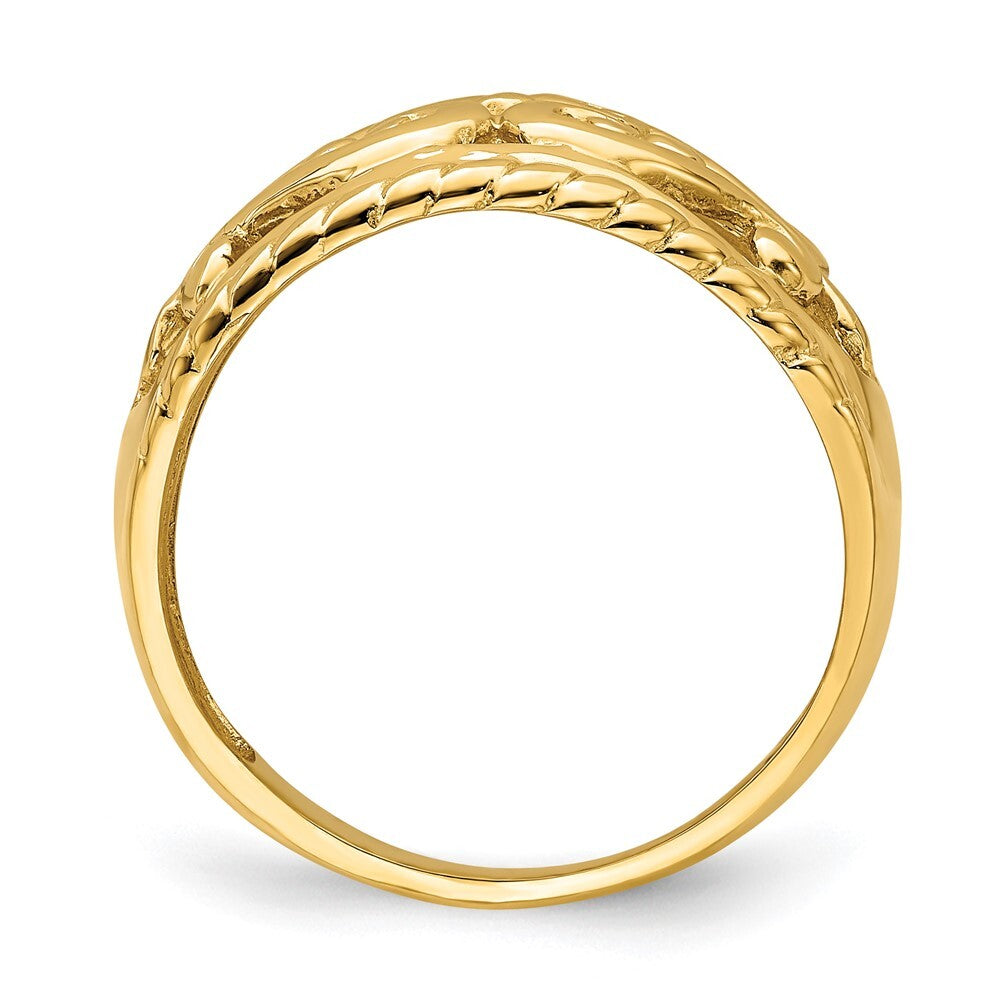 14K Yellow Gold Polished Cut-Out Heart Design Band Size 7