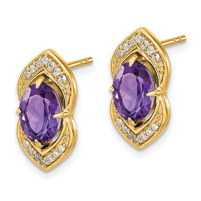 14k Yellow Gold Amethyst and Diamond Drop & Dangle Earrings