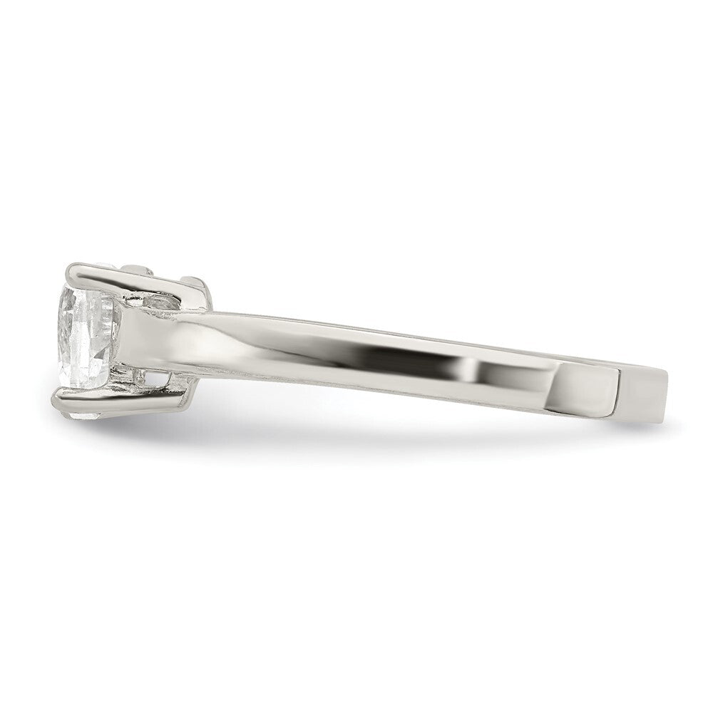 Sterling Silver Solitaire Heart Cubic Zirconia Ring Size 7