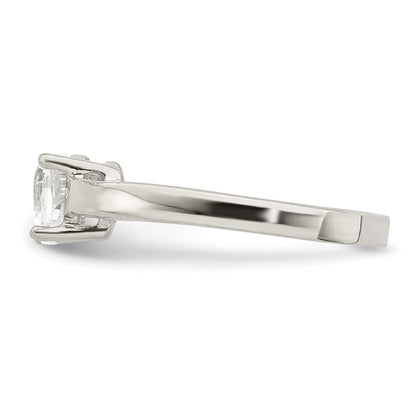 Sterling Silver Solitaire Heart Cubic Zirconia Ring Size 7