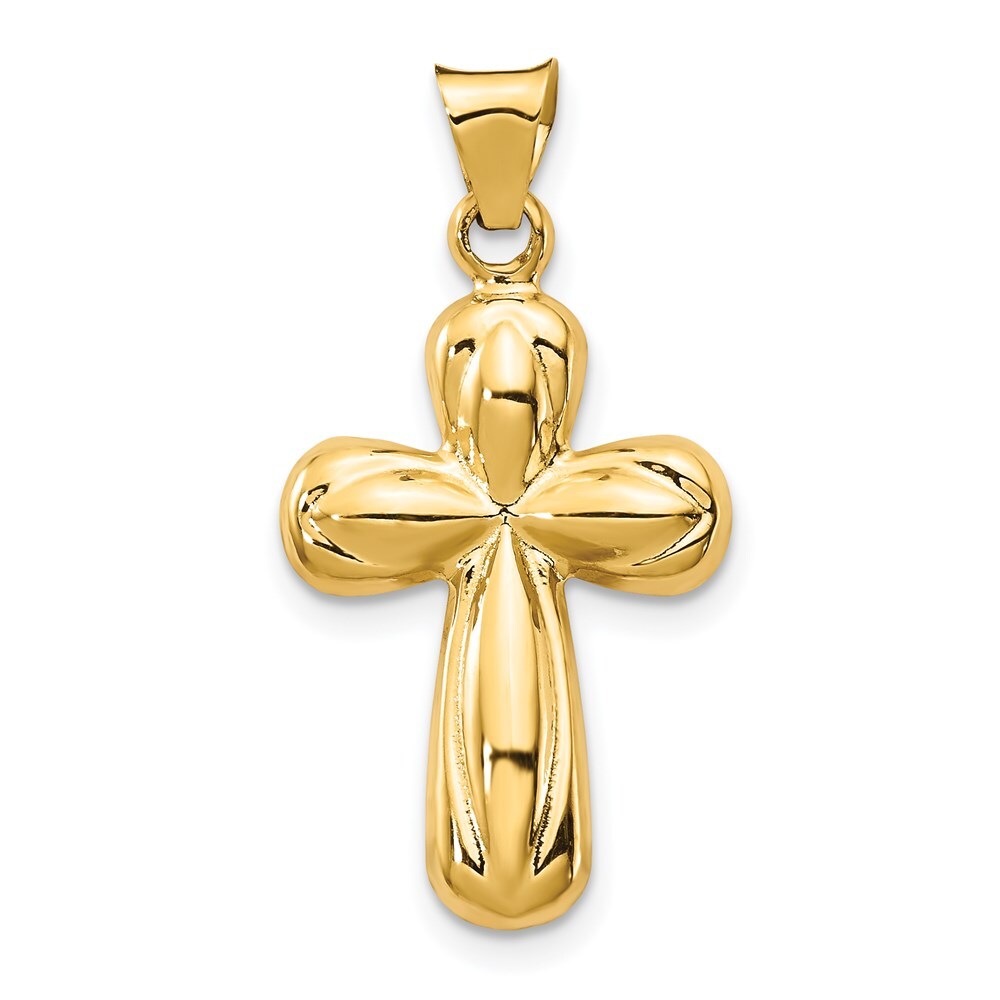 14k Yellow Gold Polished Stamping Cross Pendant
