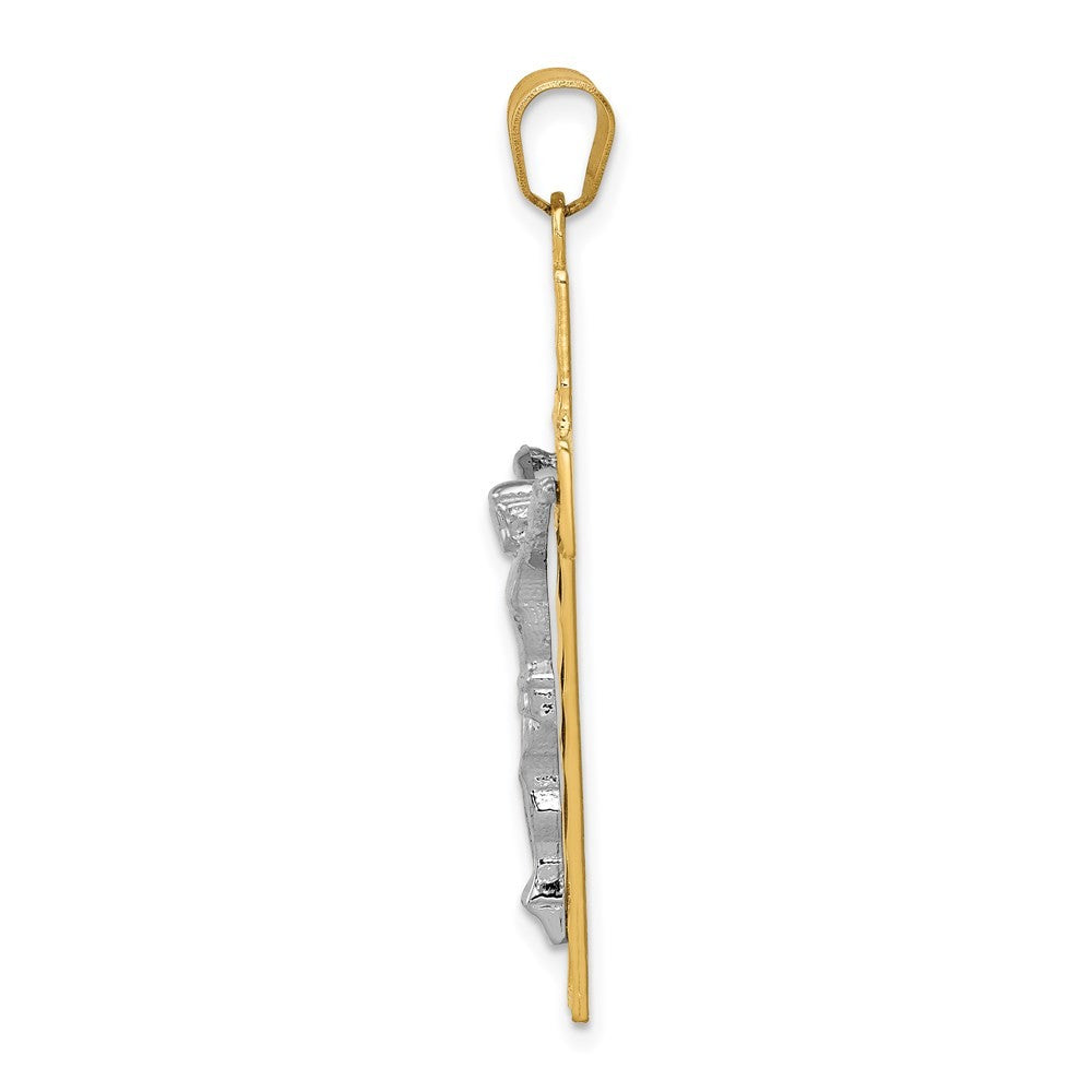 14K Two-Tone Gold Diamond-cut Crucifix Pendant