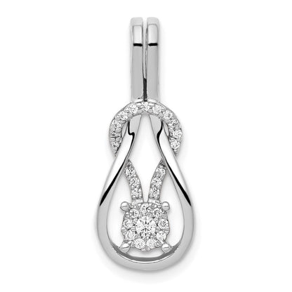 14k White Gold 1/6ct. Diamond Square Knot Slide Pendant for Women