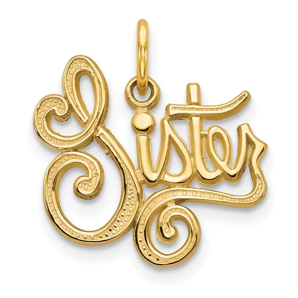 14k Yellow Gold SISTER Charm Pendant