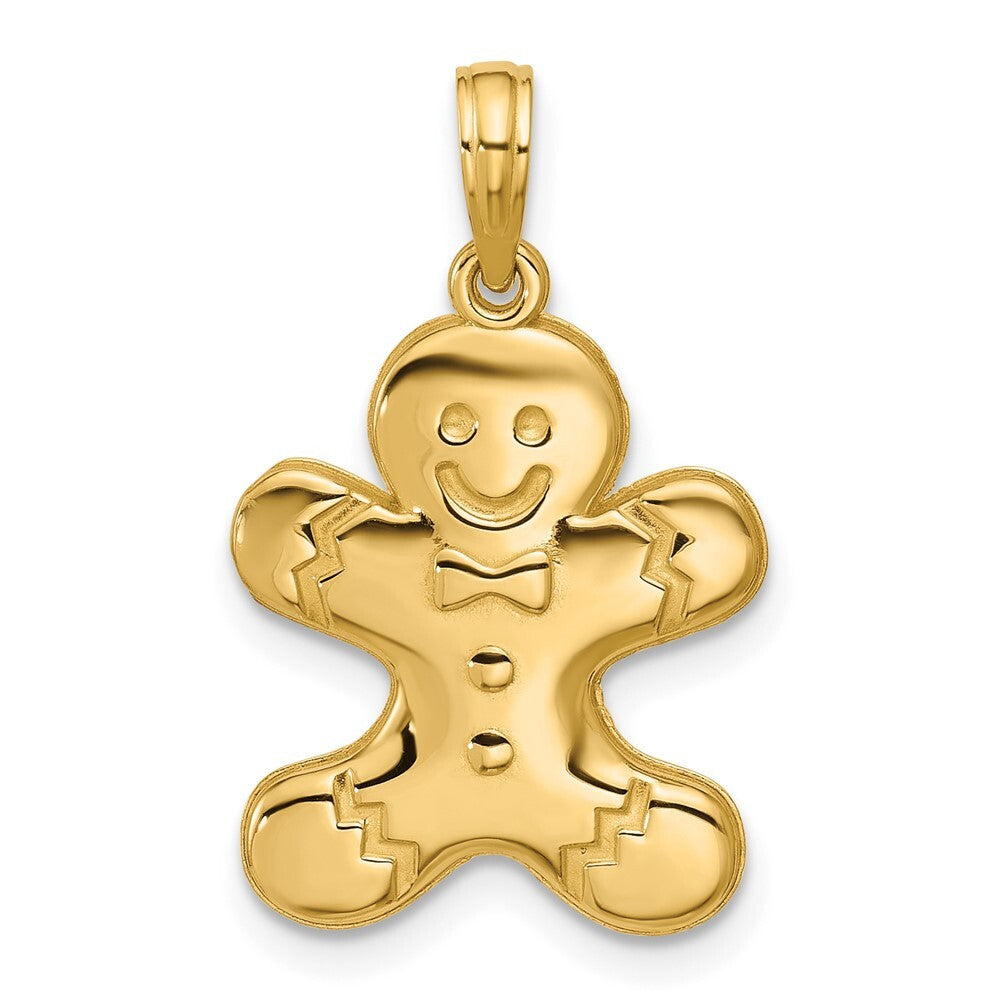 14k Yellow Gold Polished Gingerbread Pendant for Women