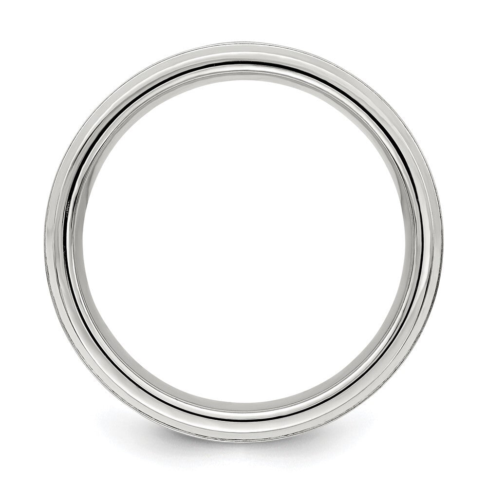 Sterling Silver 6mm Brushed Flat Grooved Fancy Band Size 8