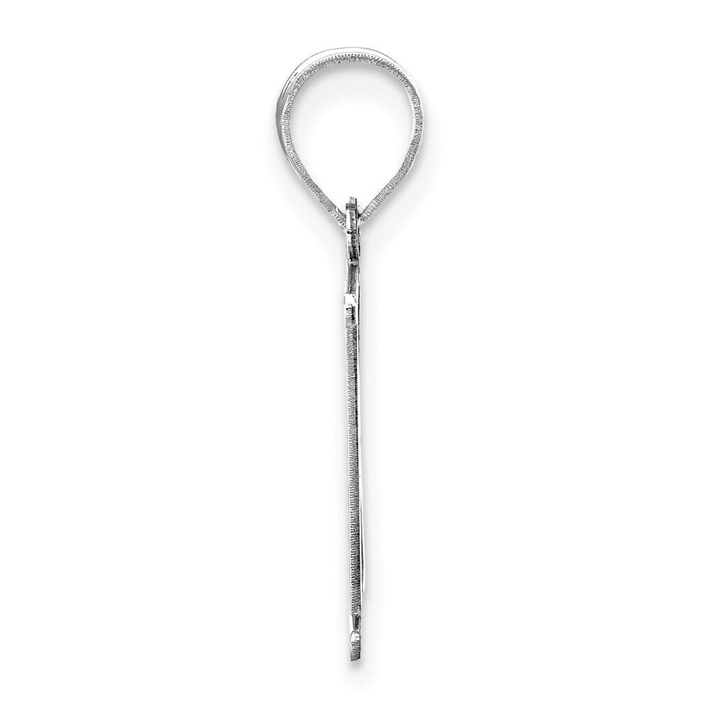 14k White Gold Polished Etched Letter K Initial Pendant for Women