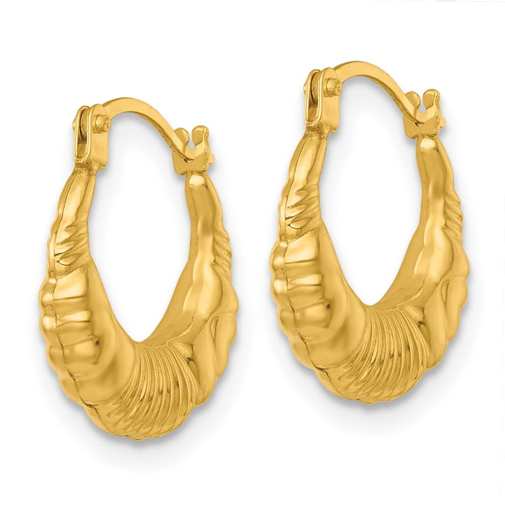 14k Yellow Gold Polished Fancy Scalloped Hollow Hoop Earrings