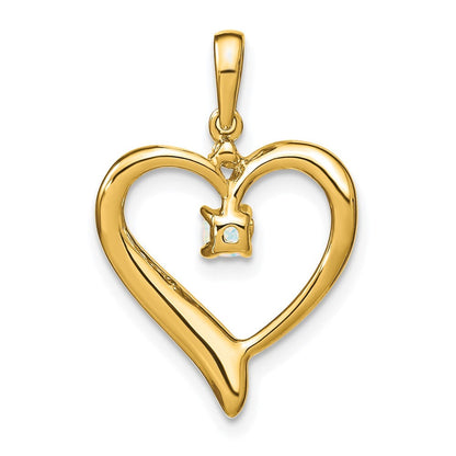 14k Yellow Gold Created Opal and Diamond Heart Pendant for Women