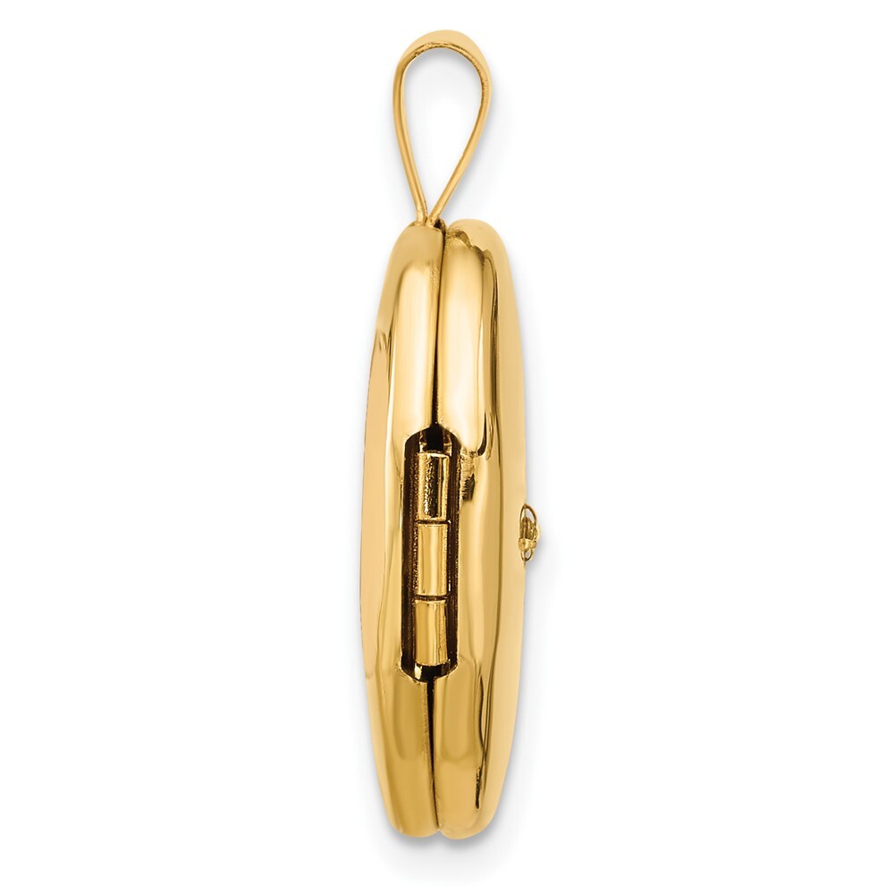 14k Yellow Gold Polished Diamond Star 16mm Oval Locket Pendant for Women