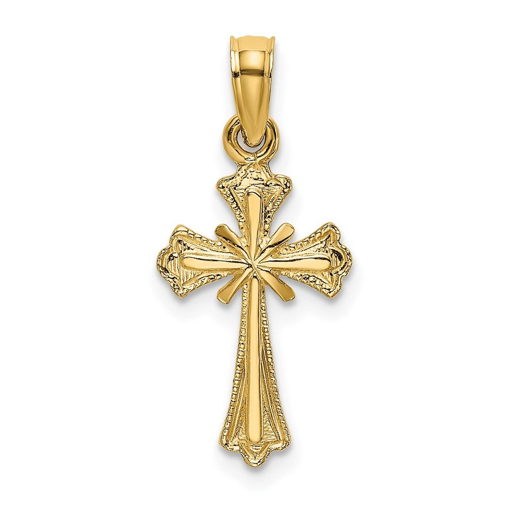 14k Yellow Gold Engraved Small Cross w/ X  Center Charm
