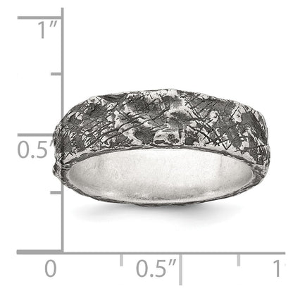 Sterling Silver Antiqued and Textured Men's Ring Size 10