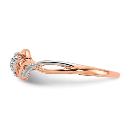 14k Two-tone 3-stone Diamond Polished Twist Ring
