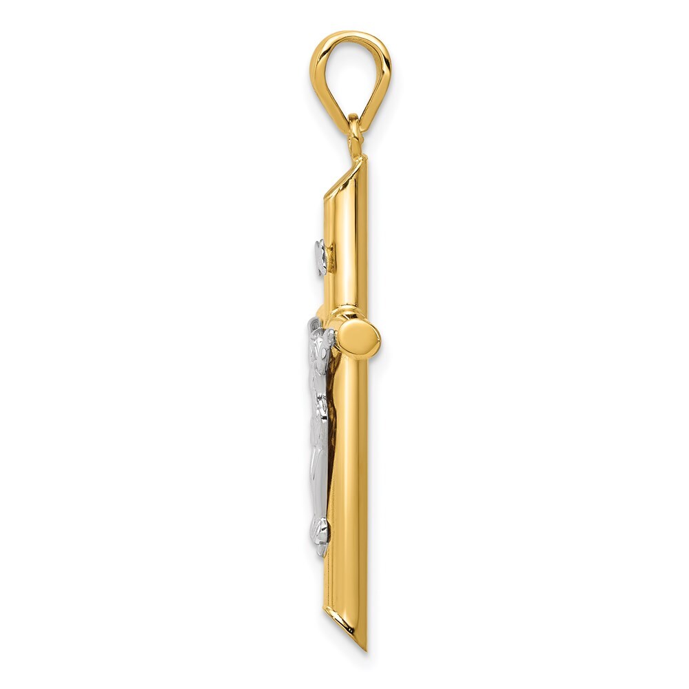 14k Two-tone Gold Hollow Crucifix Pendant for Women