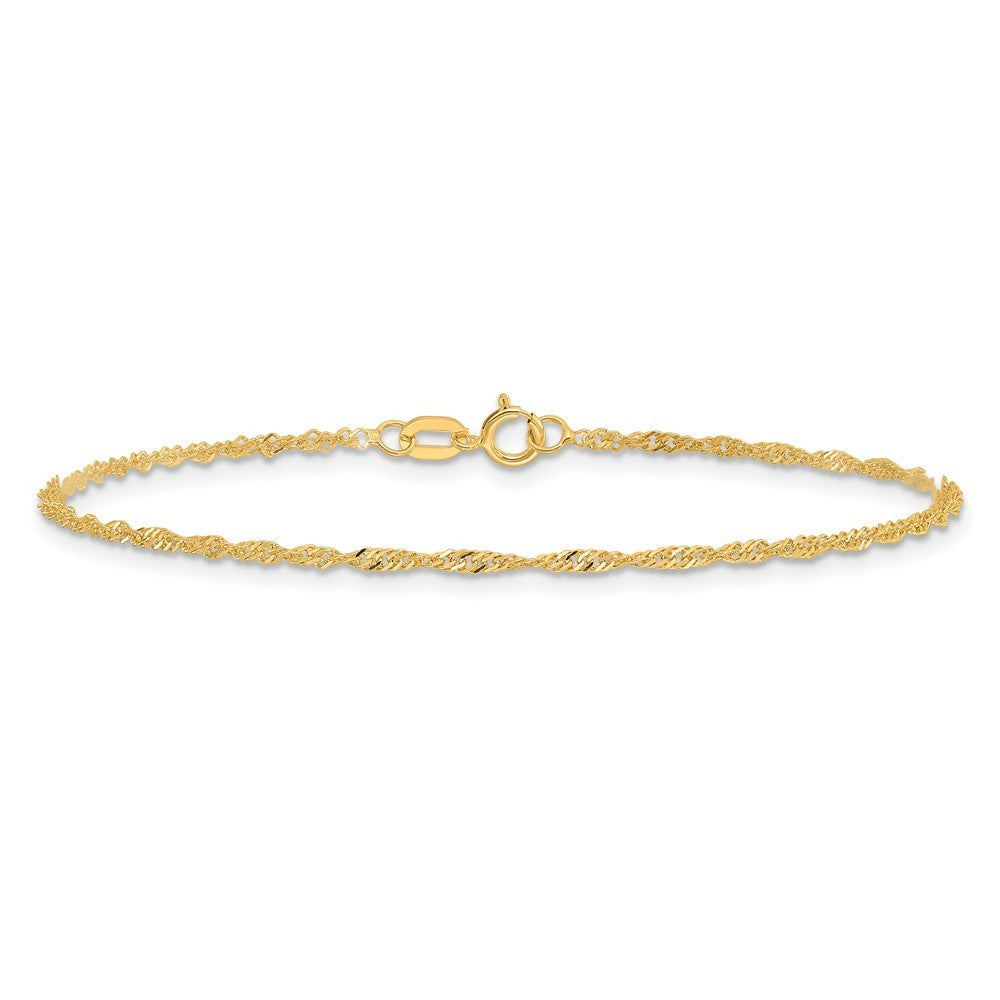 14k Yellow Gold 9 inch 1.40mm Singapore with Spring Ring Clasp Anklet