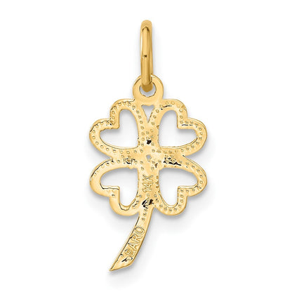 14k Yellow Gold 4 Leaf Clover Charm Pendant for Women