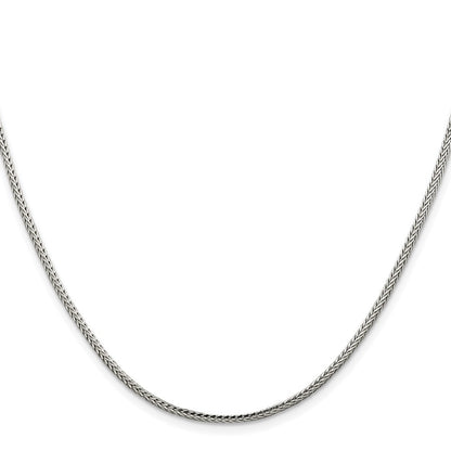 Sterling Silver Rhodium-plated 2mm Diamond-cut Round Franco Chain Necklace