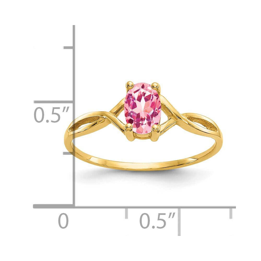 14K Yellow Gold Pink Tourmaline Birthstone Ring