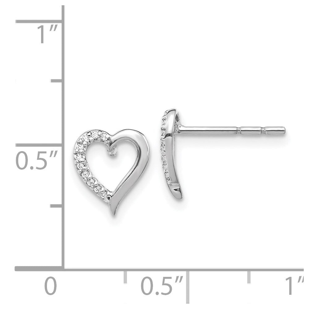 14k White Gold Diamond Heart Stud Earrings Gift for Women