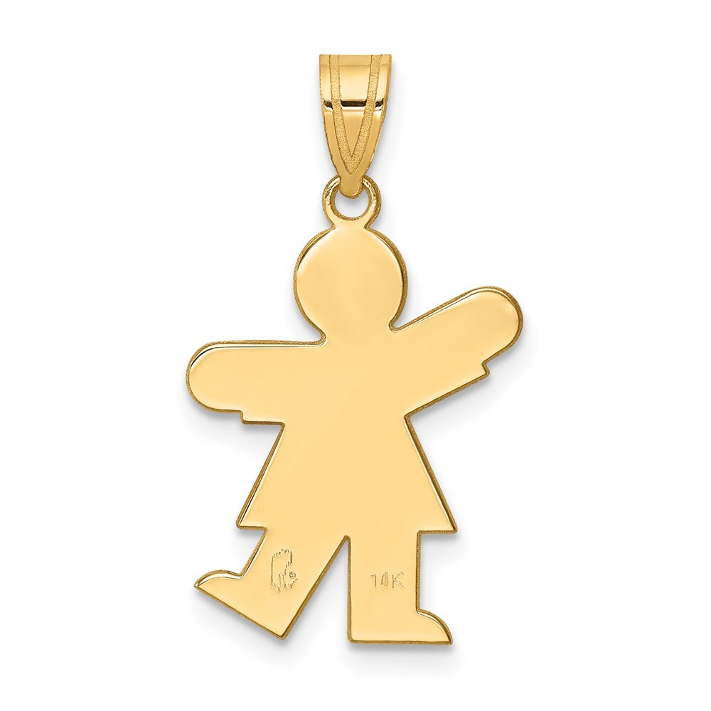 14k Yellow Gold Girl Charm Pendant for Women