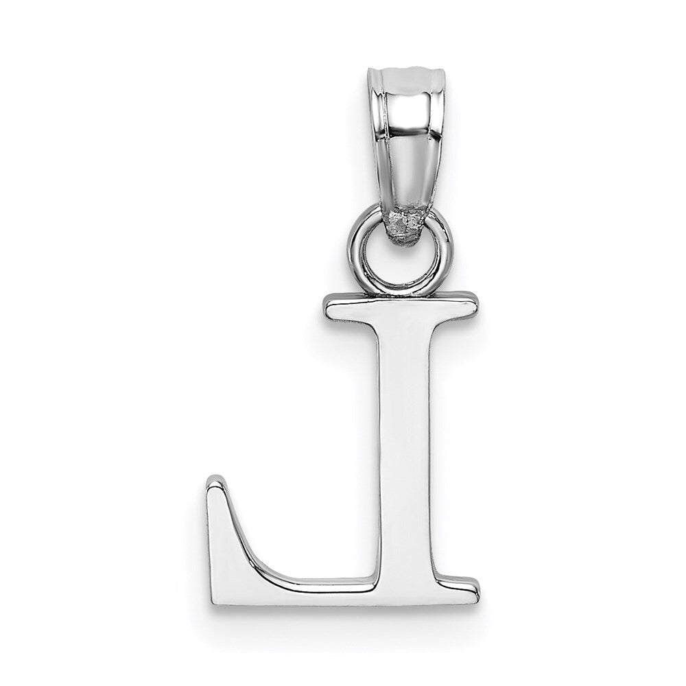 14k White Gold Polished Block Letter L Initial Pendant for Women