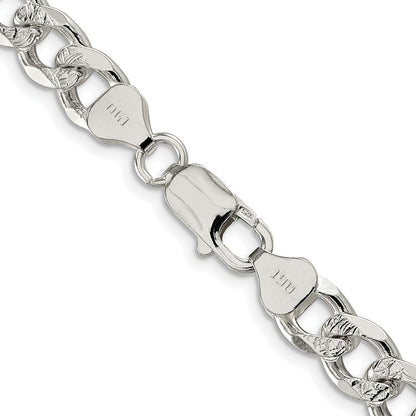 Sterling Silver Rhodium-plated 8.3mm Pav� Curb Chain Necklace