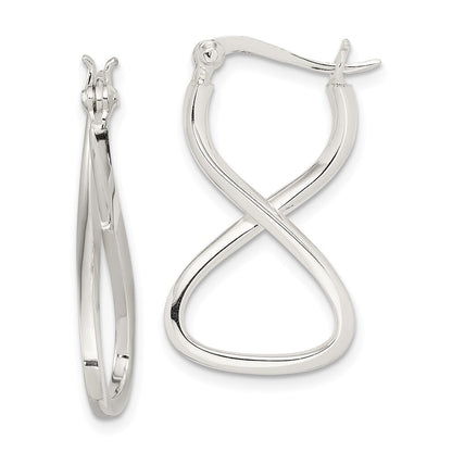 Sterling Silver Polished & Twisted Oval Hoop Earrings