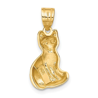 14k Yellow Gold Cat Charm Pendant for Women