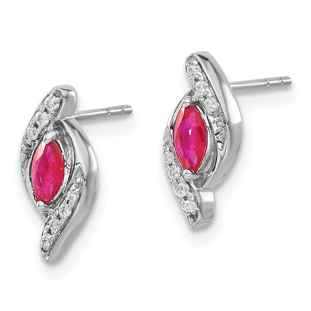 14k White Gold Diamond and Ruby Drop & Dangle Earrings