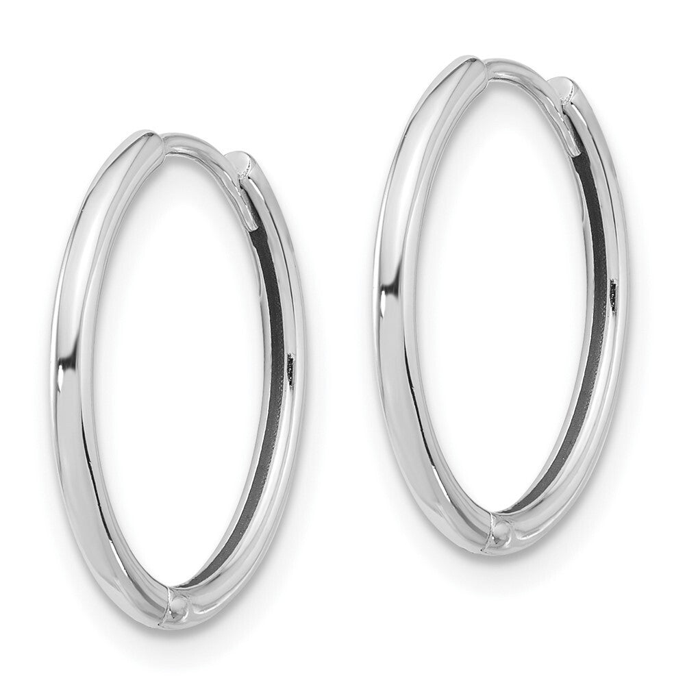 14K White Gold Polished Hinged Hoop Earrings Gift for Women