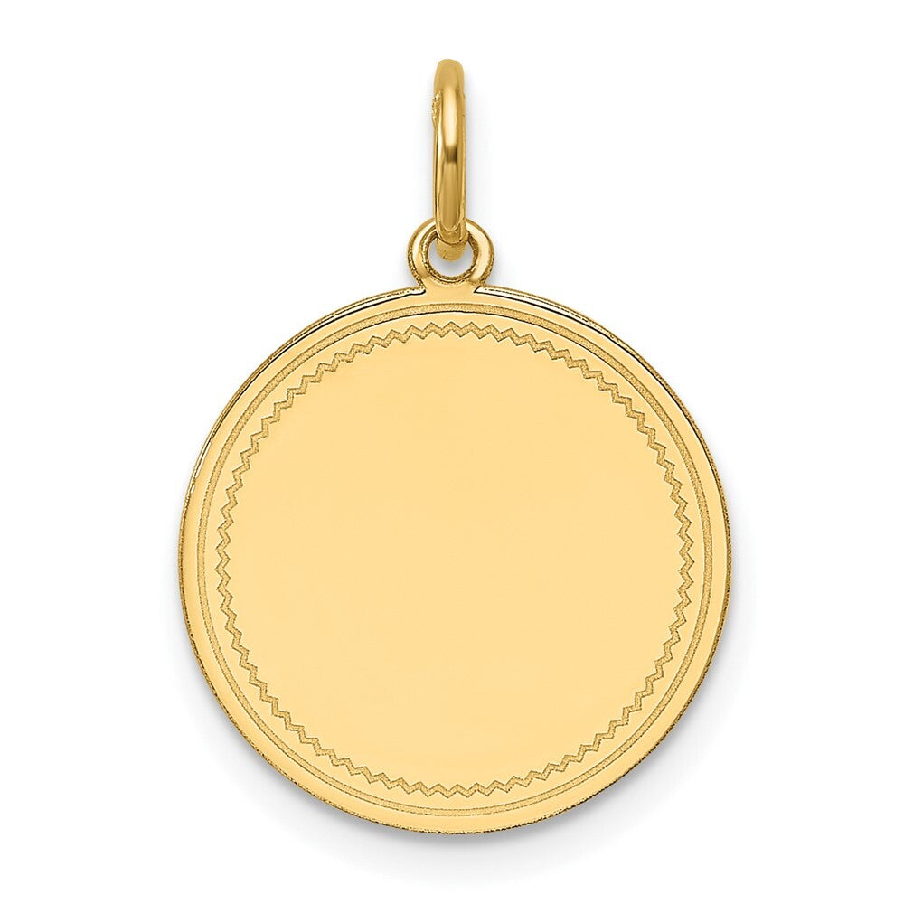 14k Yellow Gold Plain .027 Gauge Engravable Round Disc Charm Pendant for Women