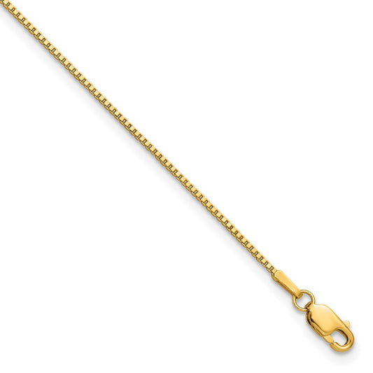 14k Yellow Gold 9 inch 1.05mm Box with Lobster Clasp Anklet