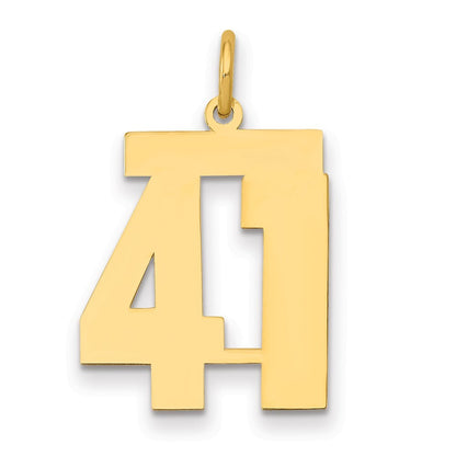 14k Yellow Gold Medium Polished Number 41 Charm Pendant for Women