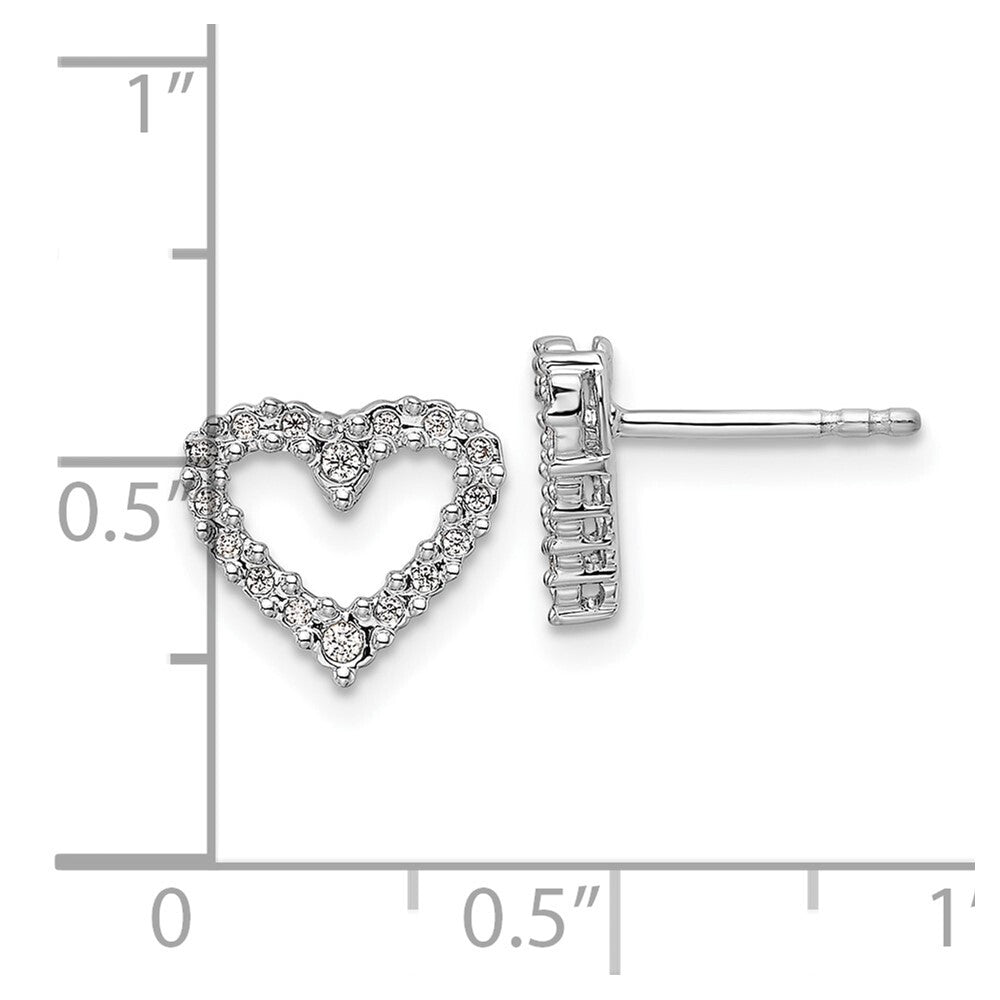 14k White Gold Diamond Heart Stud Earrings Gift for Women