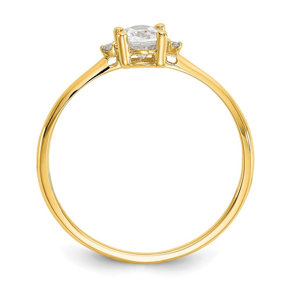 14K Yellow Gold Diamond & White Topaz Birthstone Ring