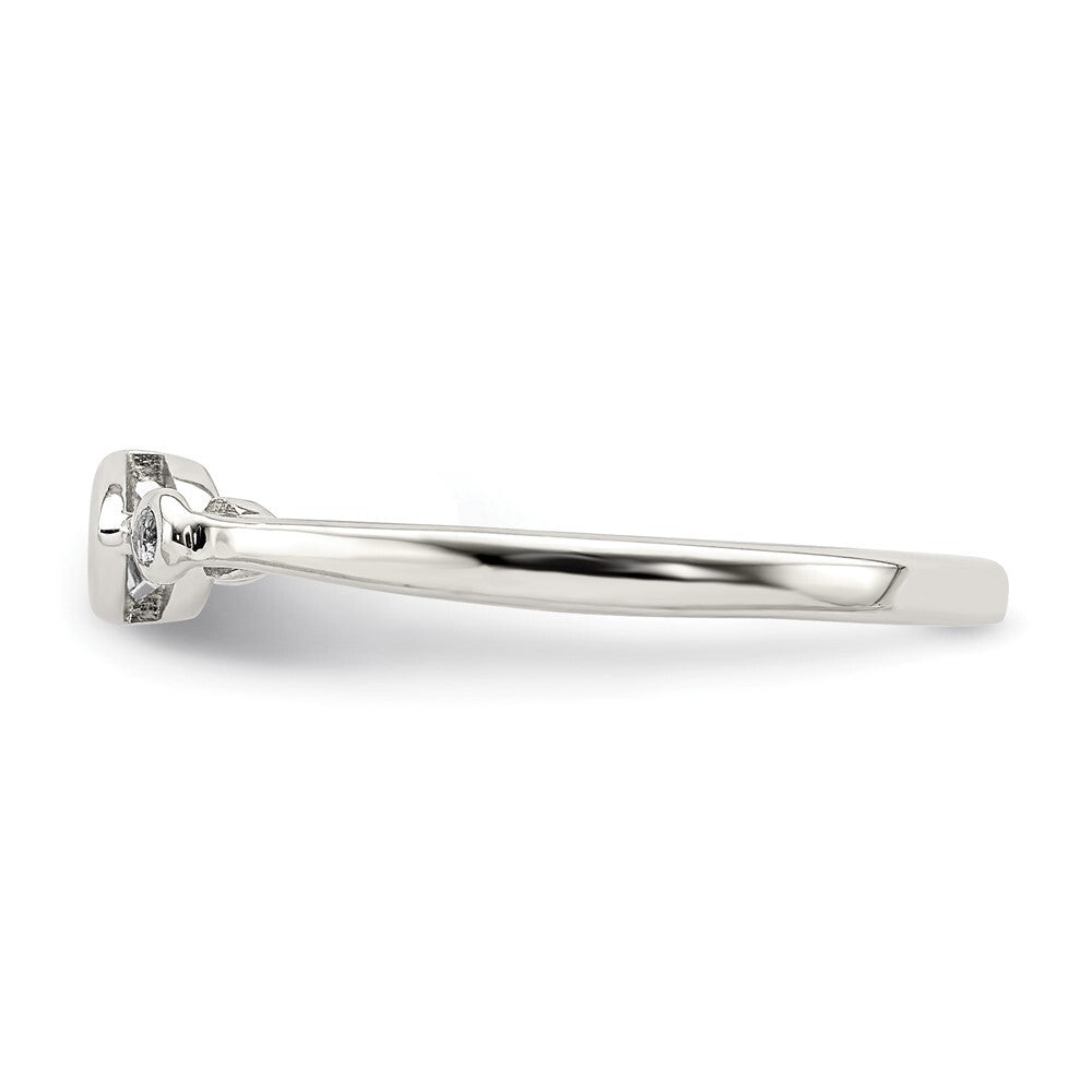Sterling Silver Rhodium-plated Polished Aquamarine/White Topaz Ring Size 7