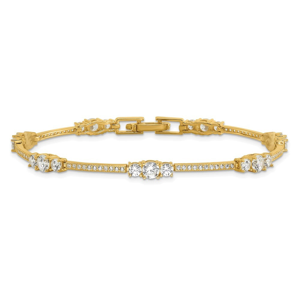 Sterling Silver Gold-tone CZ 7in Bracelet