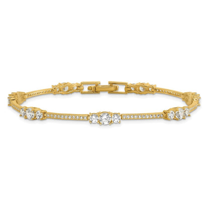 Sterling Silver Gold-tone CZ 7in Bracelet