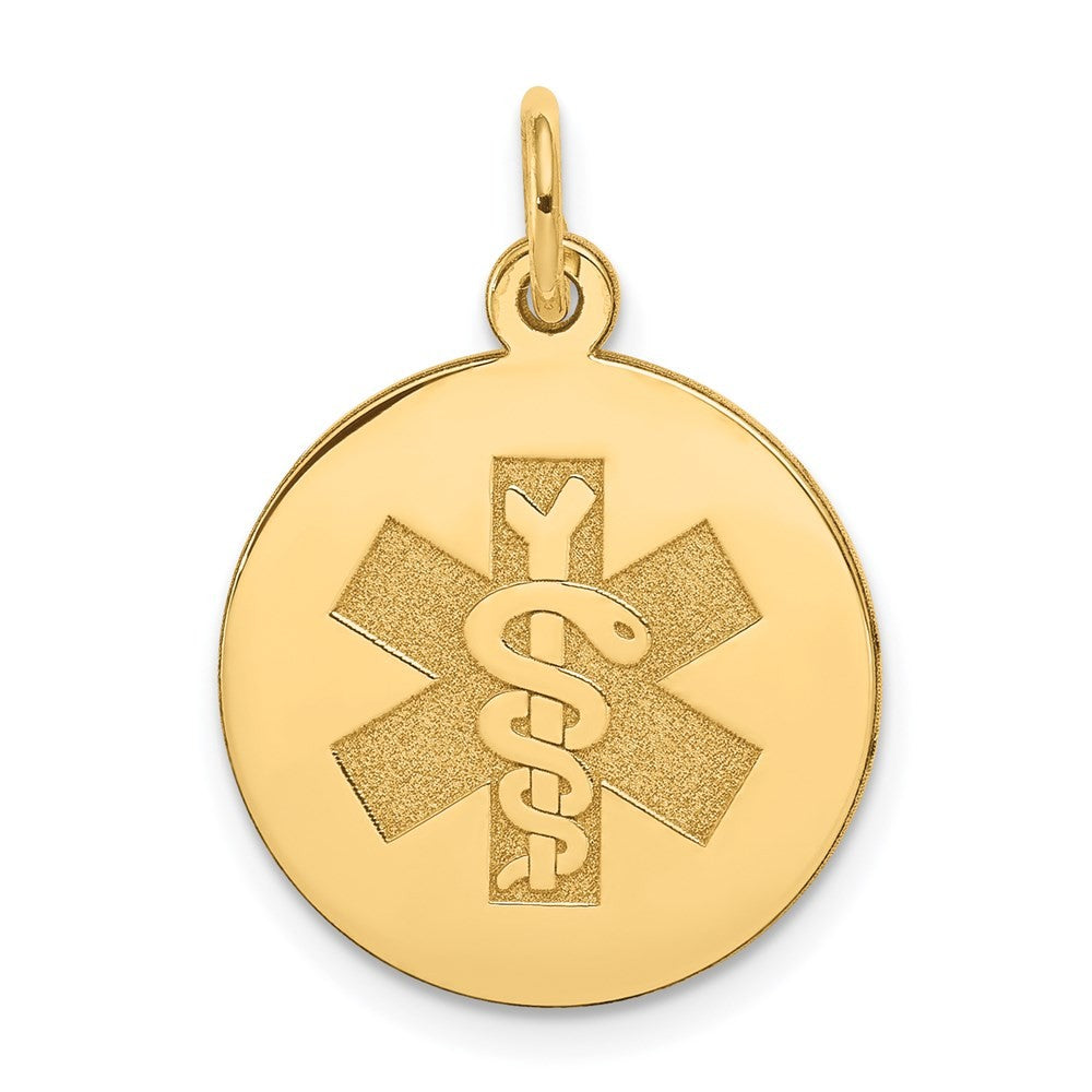 14k Yellow Gold Medical Jewelry Unenameled Pendant