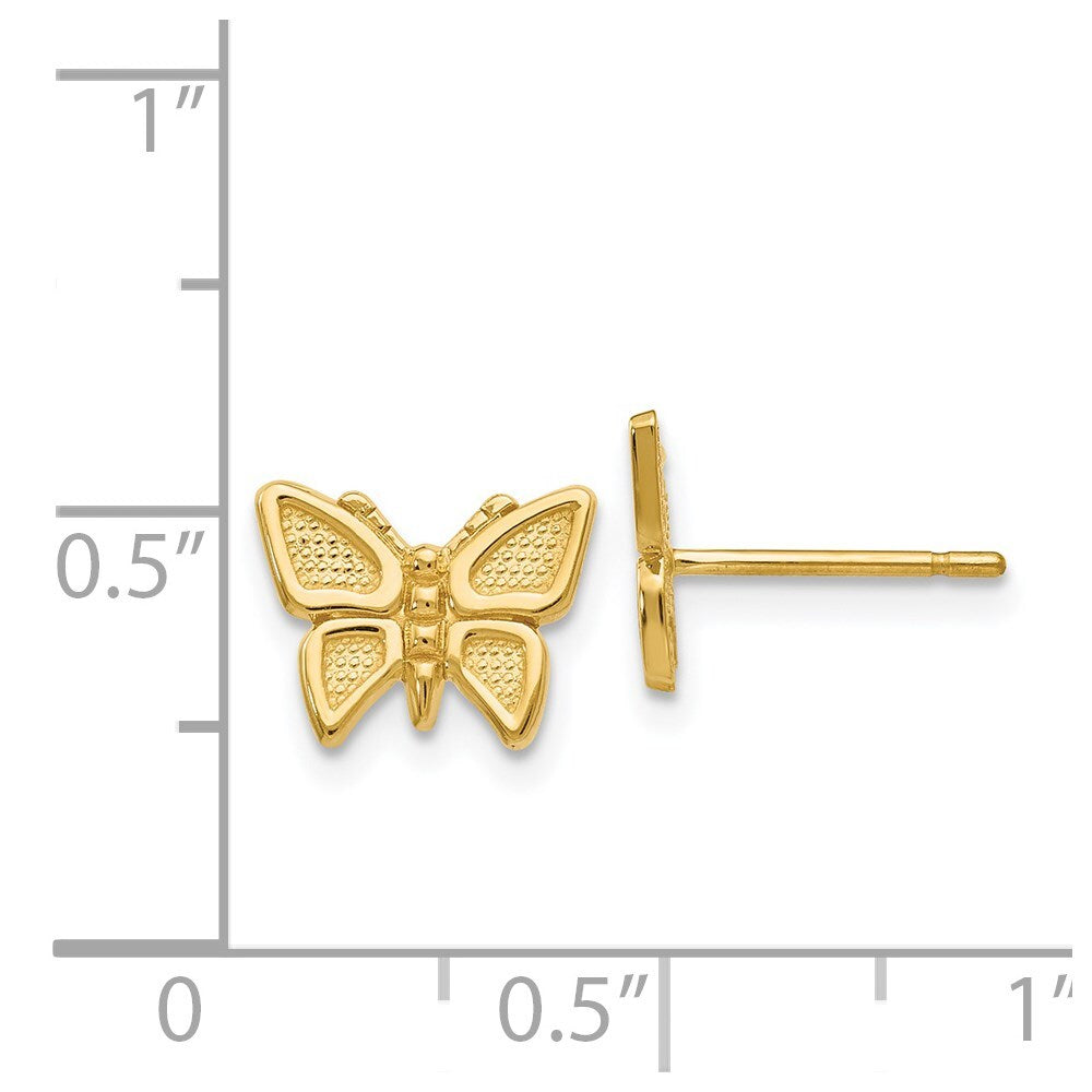14k Yellow Gold Polished Butterfly Stud Earrings Gift for Women