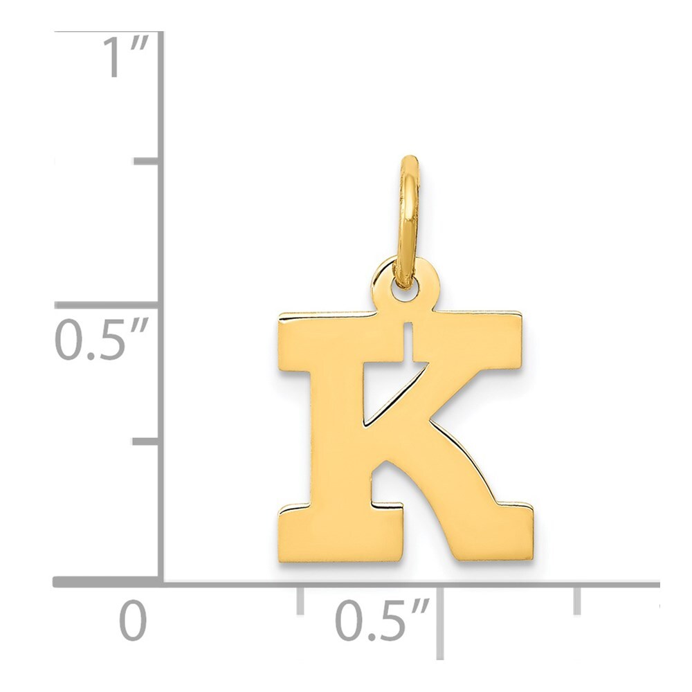 14k Yellow Gold Small Block Letter K Initial Charm Pendant for Women