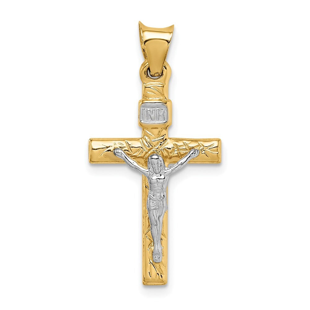 14k Two-tone Gold Crucifix Pendant for Women