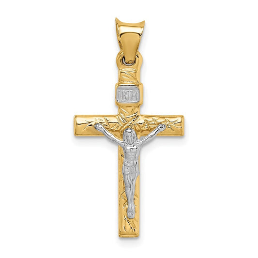 14k Two-tone Gold Crucifix Pendant for Women