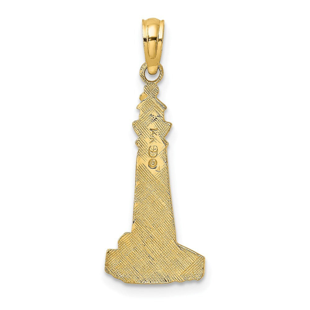 14k Yellow Gold Flat and Textured Lighthouse Charm