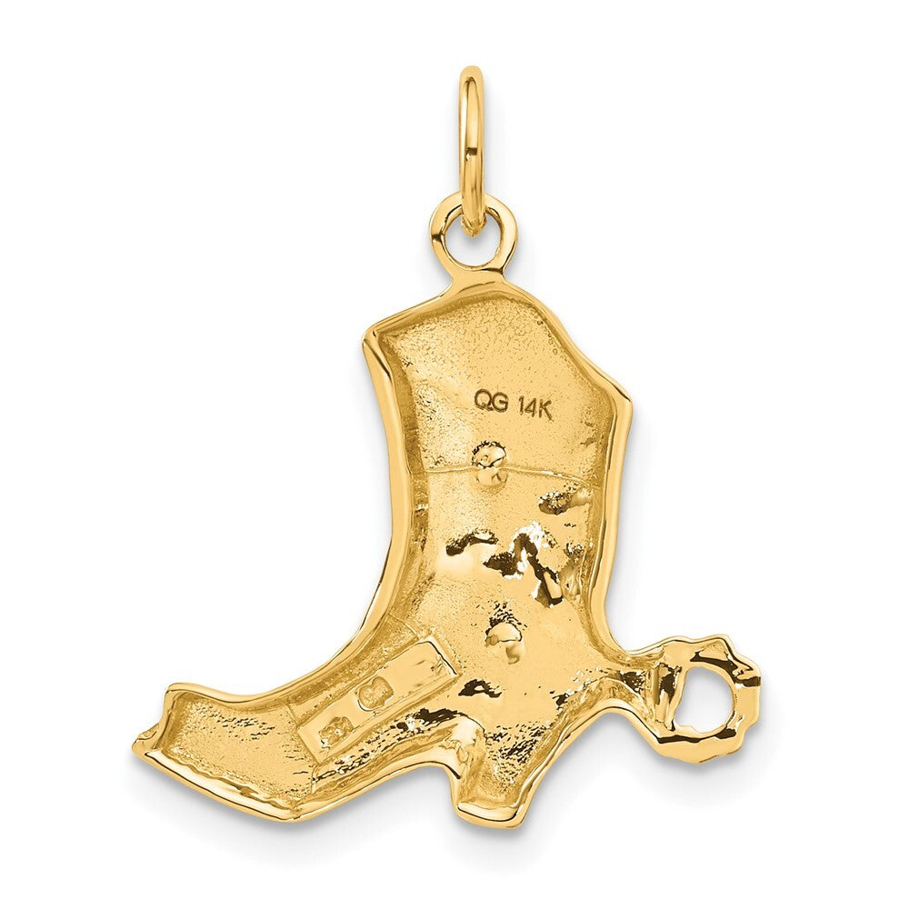 14k Yellow Gold Boot Charm Pendant for Women