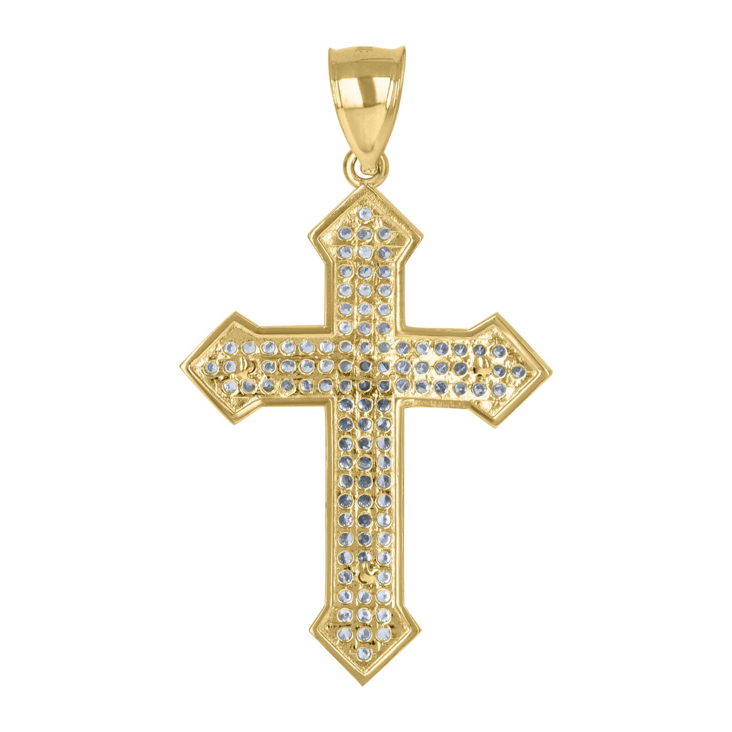 10kt Gold Two-Tone Cubic-Zirconia Cross Crucifix Religious Charm Pendant