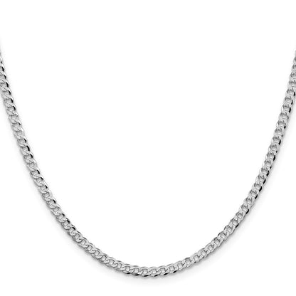 Sterling Silver Rhodium-plated 3.2mm Beveled Curb Chain Necklace