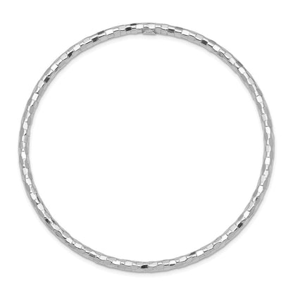 14k White Gold Polished Textured 3.00mm Slip-on Round Bangle Bracelet