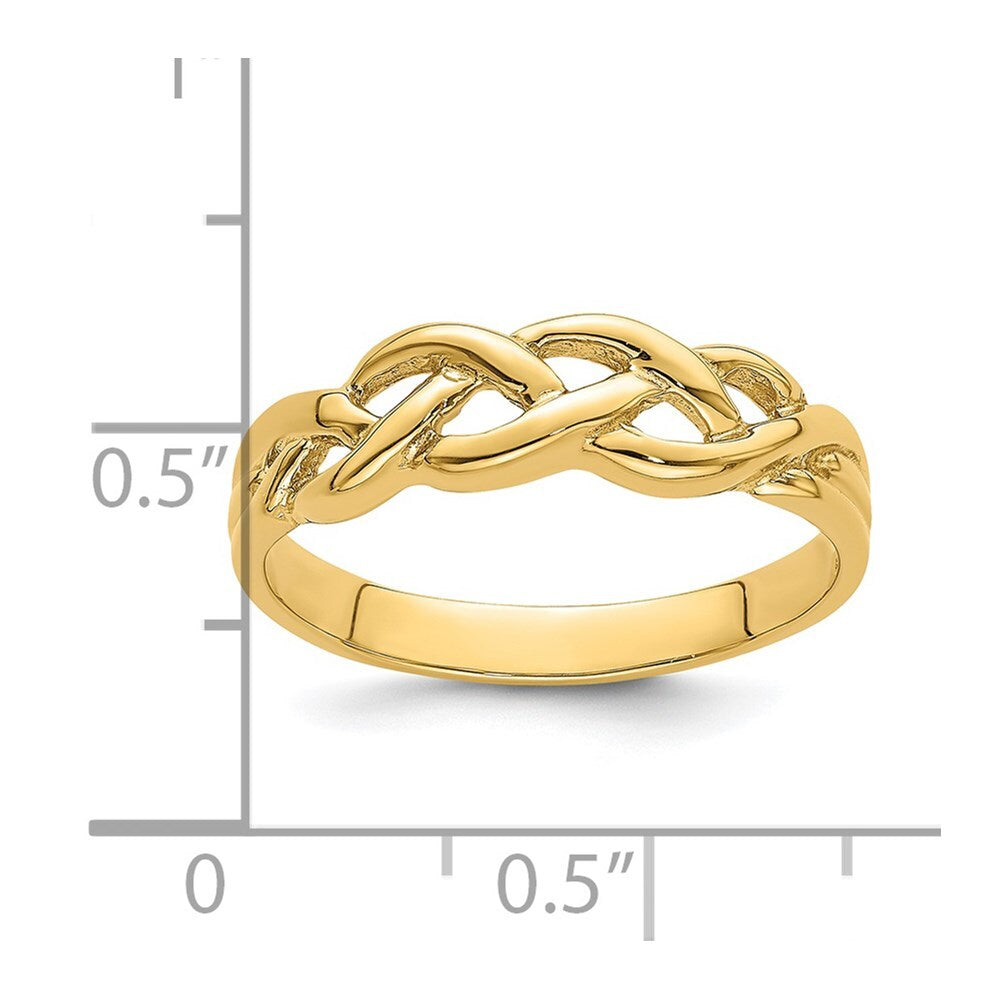 14K Yellow Gold Polished Braided Knot Ring Size 7